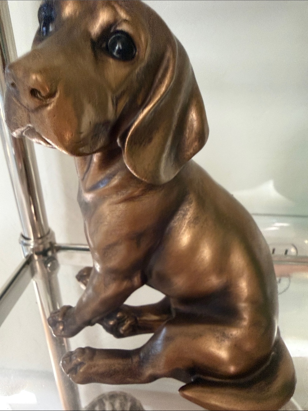 Bronze-Tone Dachshund Sculpture — Decorative Home Art